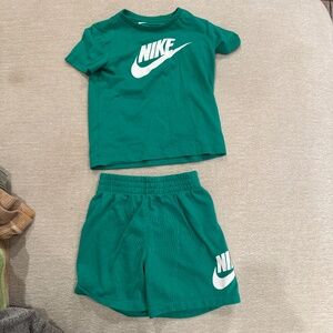 Nike Kids 4T Green Logo Tee & Shorts Set